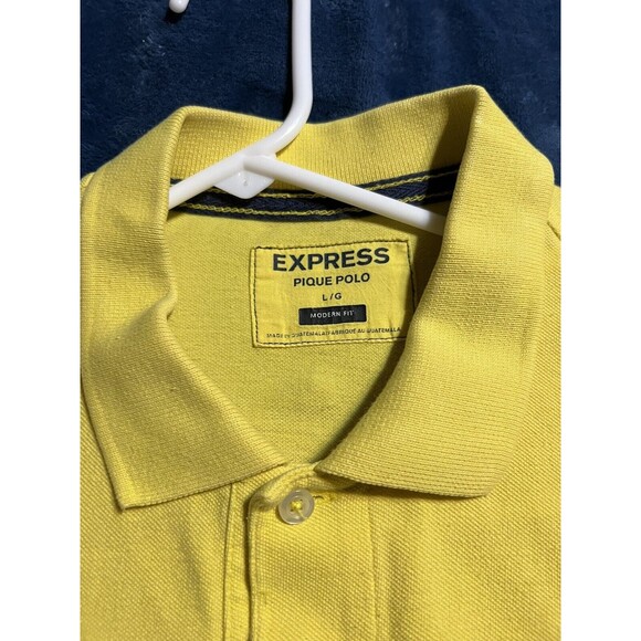 EXPRESS Mens Yellow And Purple Pique Polo Shirt - Size Large - Picture 2 of 4